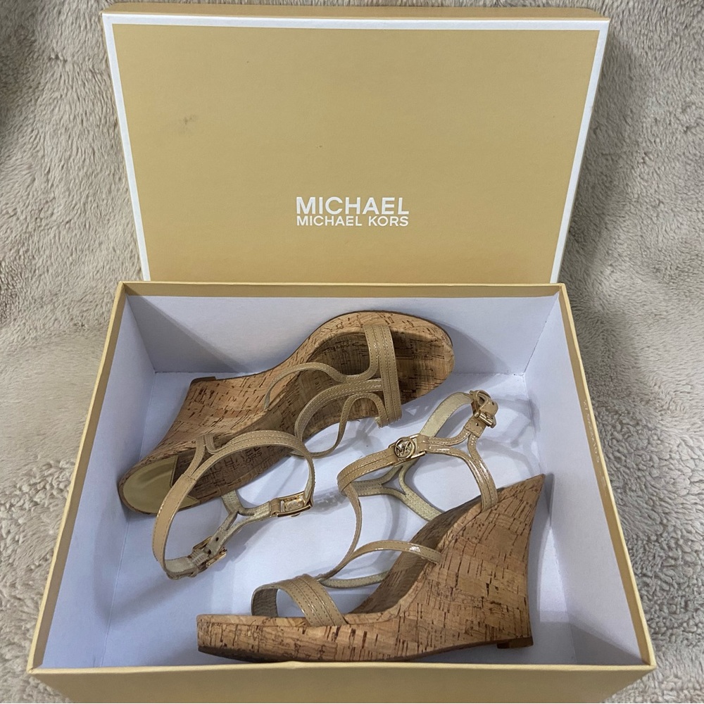 MICHAEL by Michael Kors Cicely wedge sandals in Nude